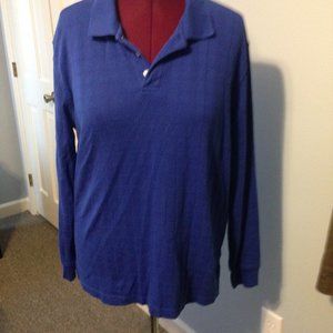 SADDLEBRED MEN'S SIZE L BLUE LONG SLEEVES  PULL OVER POLO SHIRT